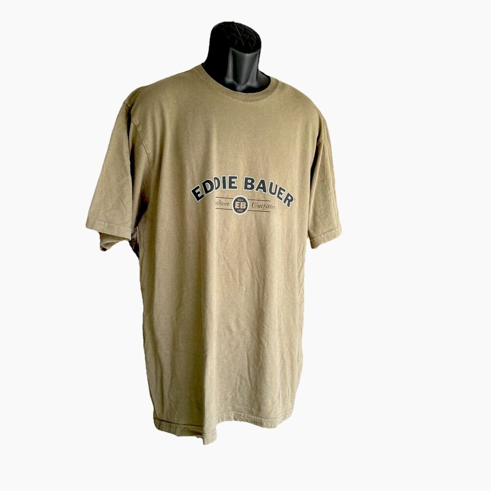 Eddie Bauer ~ Men's Size Tall L Army Green Logo Graphic Short Sleeve T-Shirt